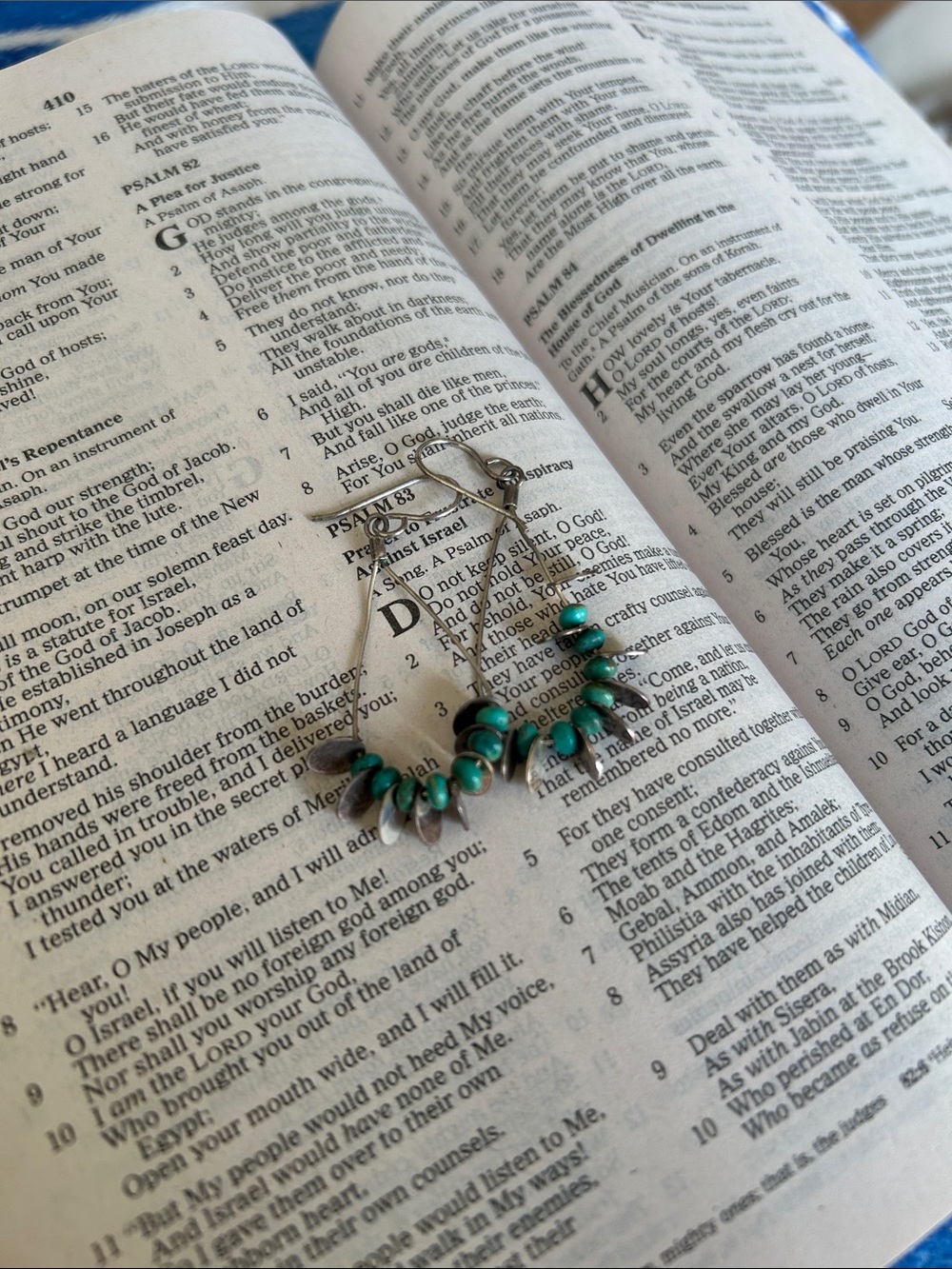 Handmade Teardrop Hoop Earrings with Turquoise Beads